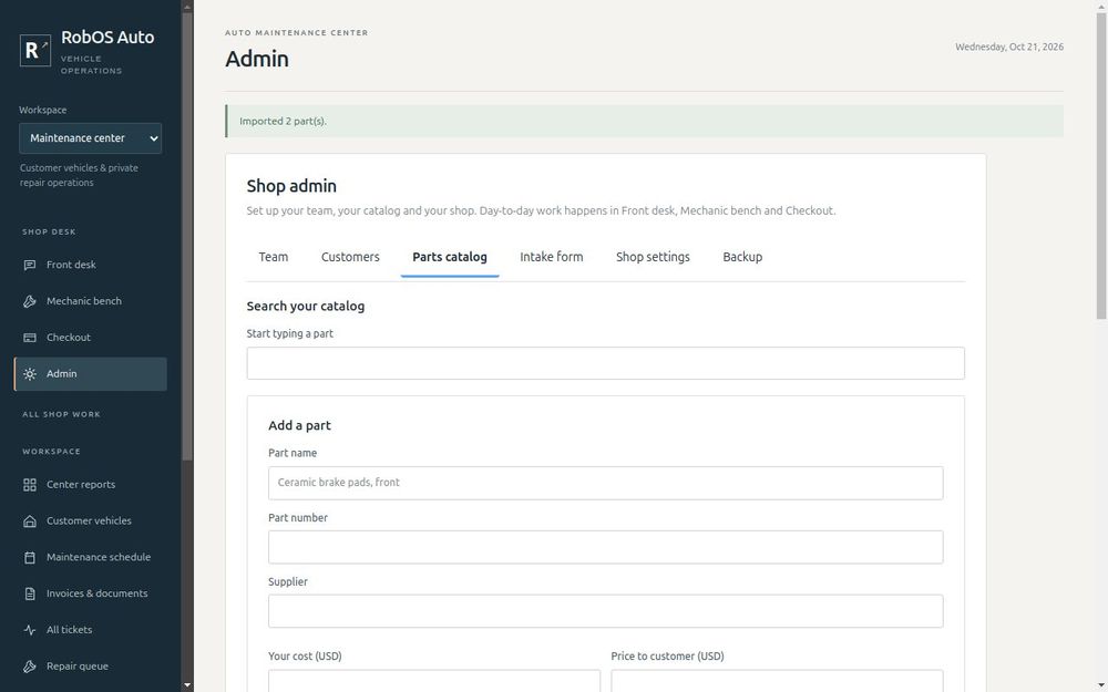 Importing a supplier price list