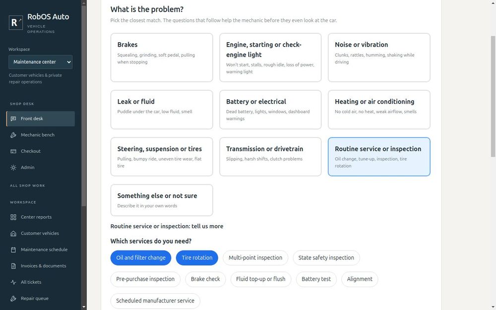 Choosing several routine services at once