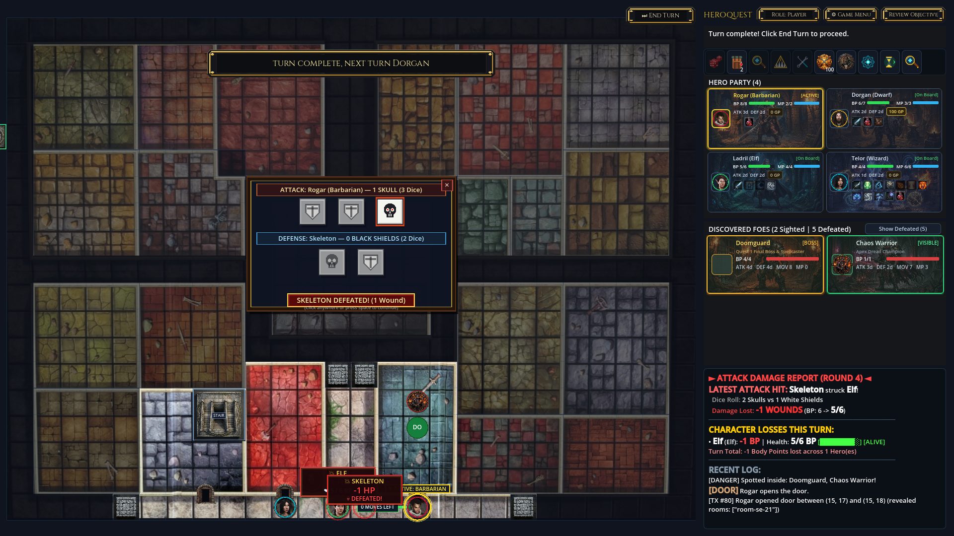 Boss room breach captured during an autonomous Mentor vs Zargon playthrough
