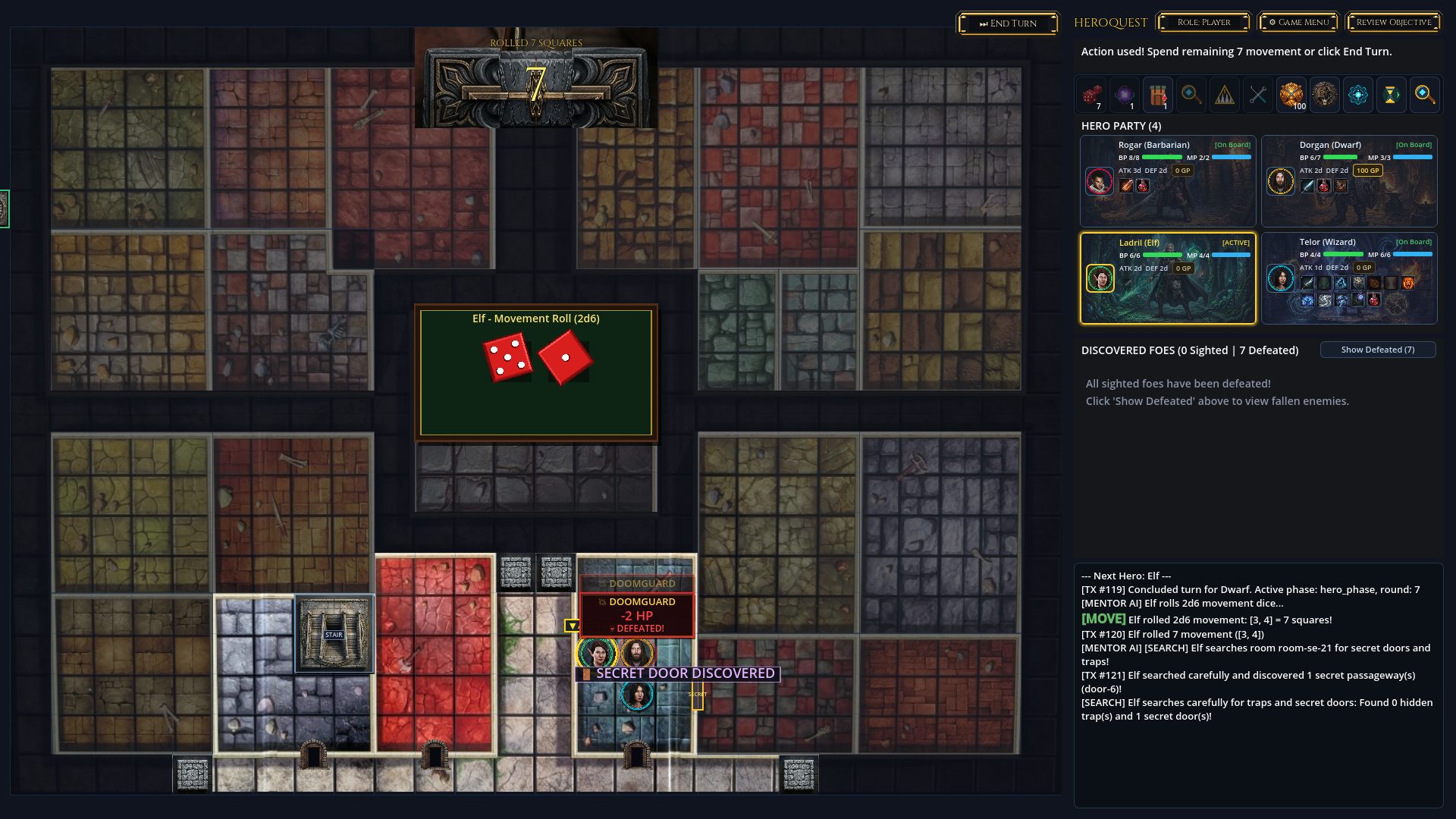 Elf discovers secret door-6 in room SE-21