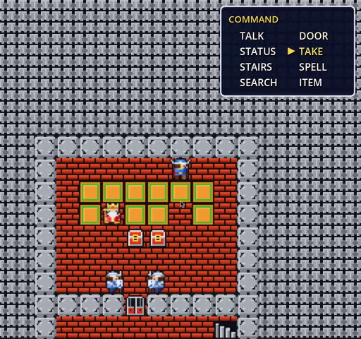 Throne room with TAKE selected at a chest