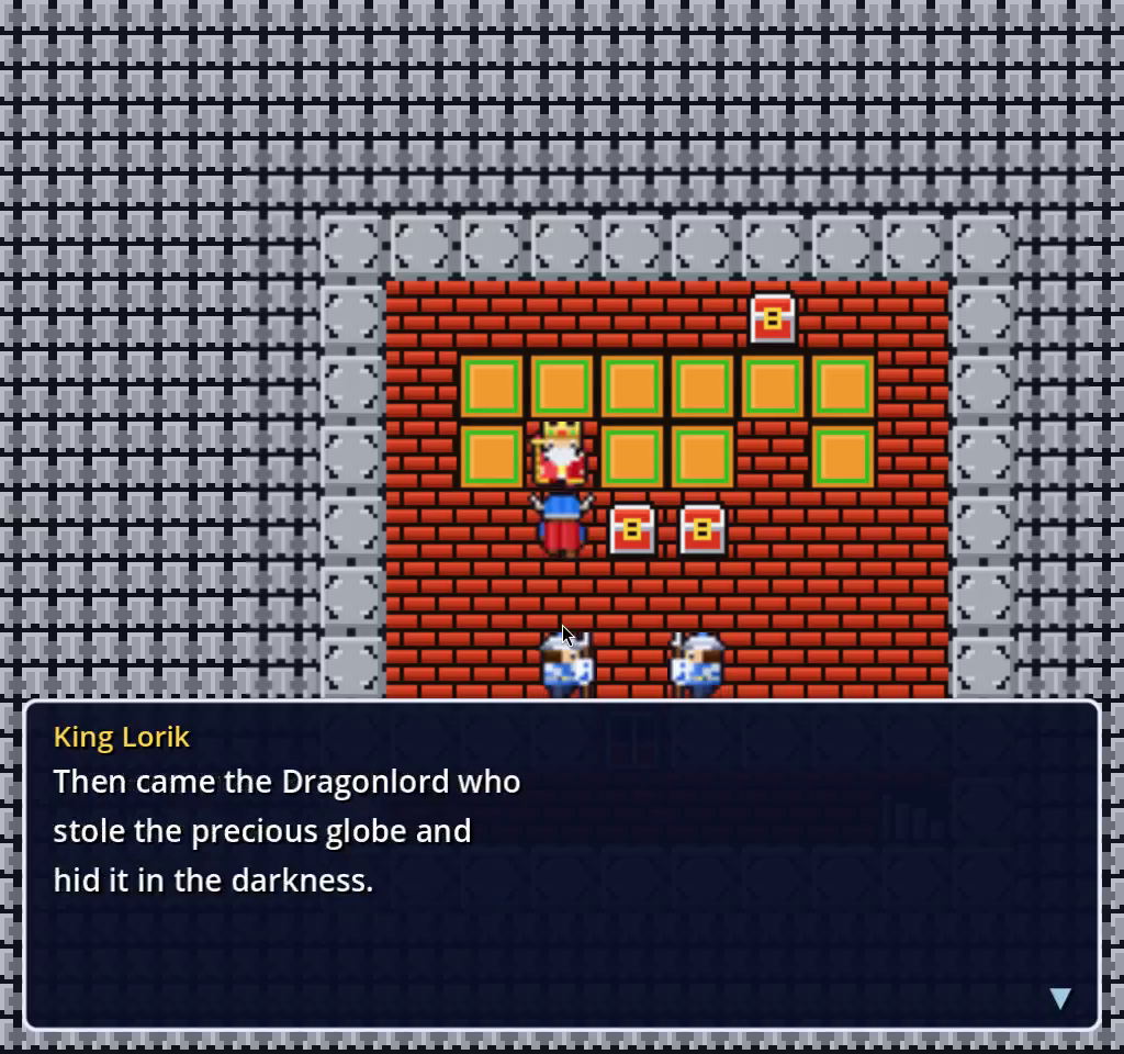 Throne room: King Lorik tells how the Dragonlord stole the Ball of Light