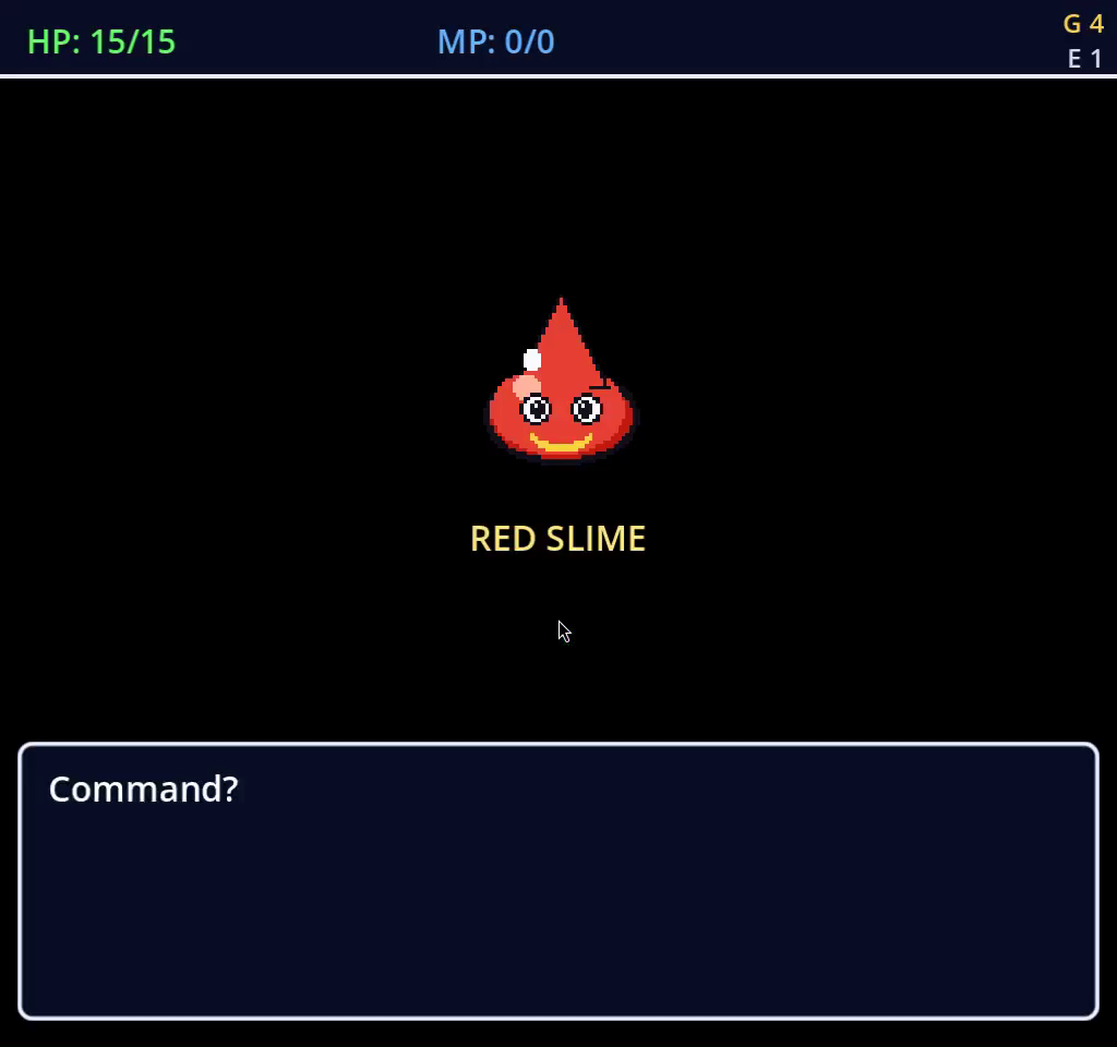 A Red Slime battle on the way to level 3