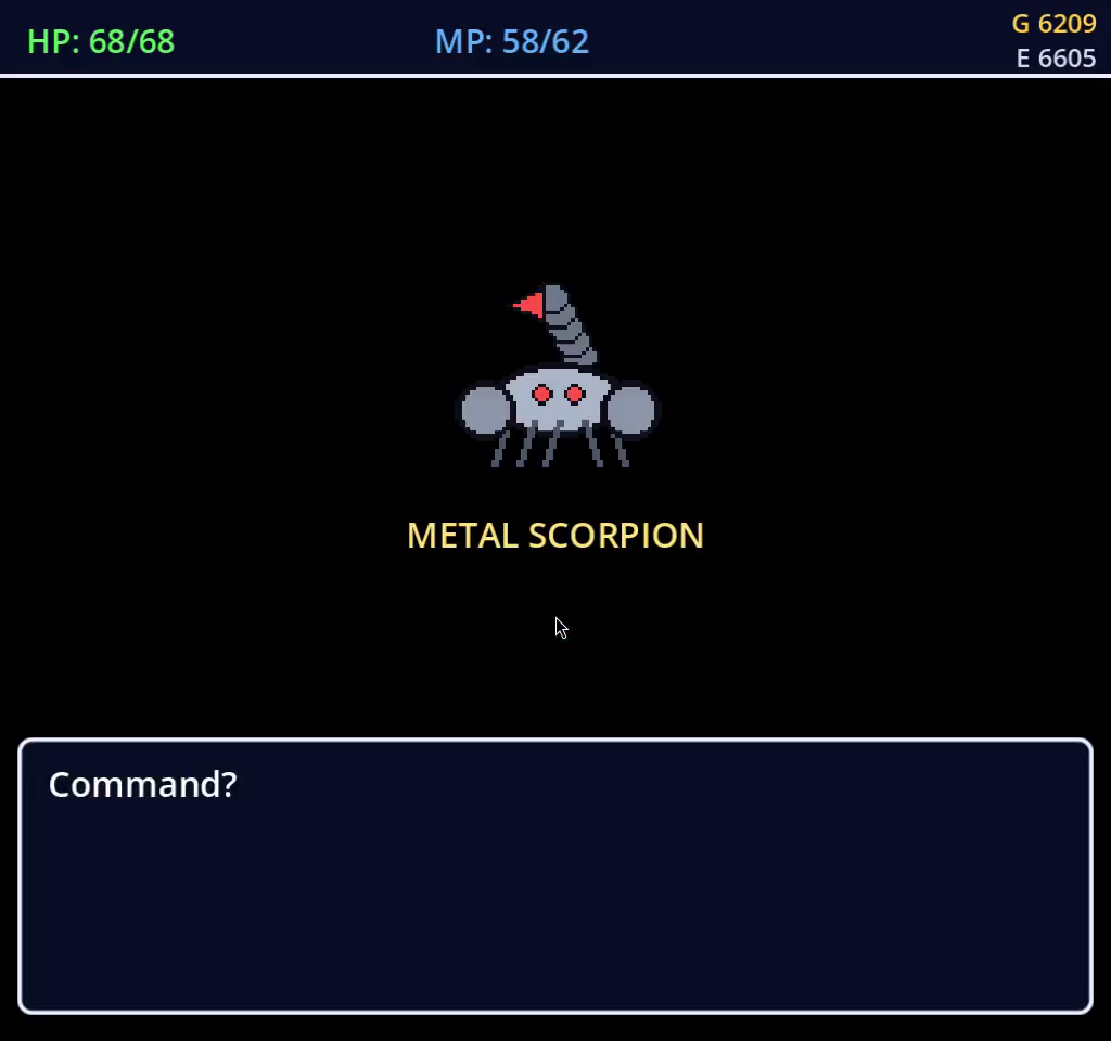Metal Scorpion battle while grinding for level 15