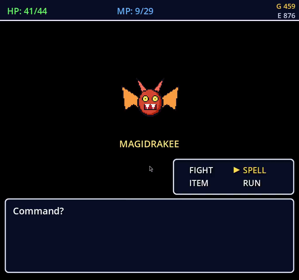 Magidrakee battle with SPELL selected
