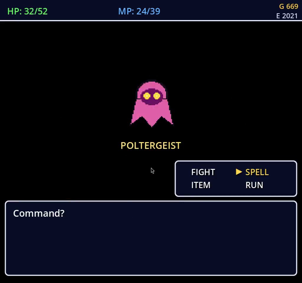 Poltergeist battle with SPELL selected