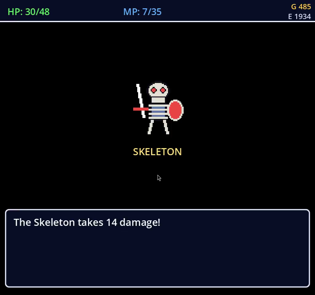 The Skeleton takes 14 damage
