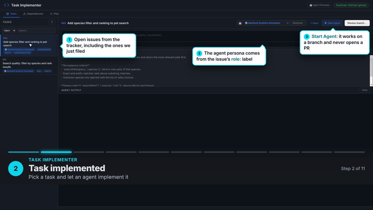 Task implemented. Pick a task and let an agent implement it