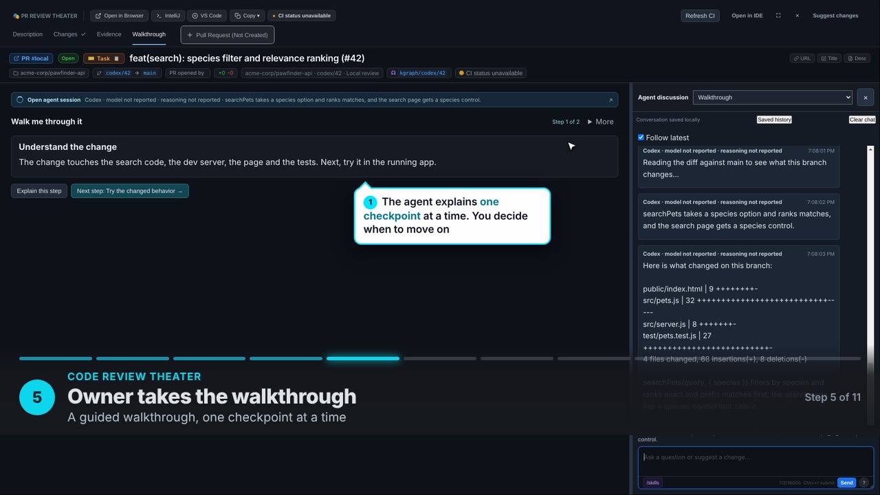 Owner takes the walkthrough. A guided walkthrough, one checkpoint at a time