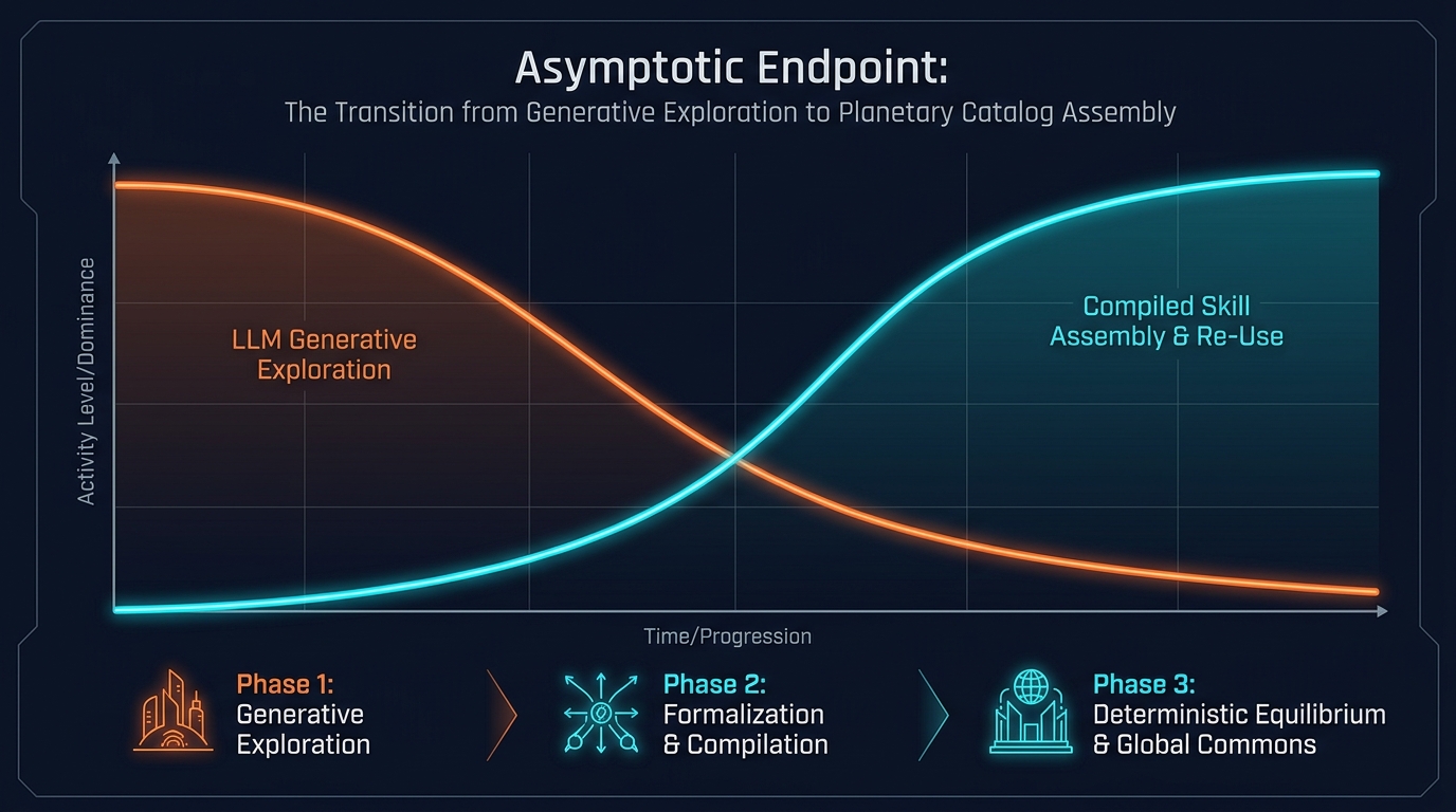 Asymptotic Endpoint: The Transition from Generative Exploration to Planetary Catalog Assembly
