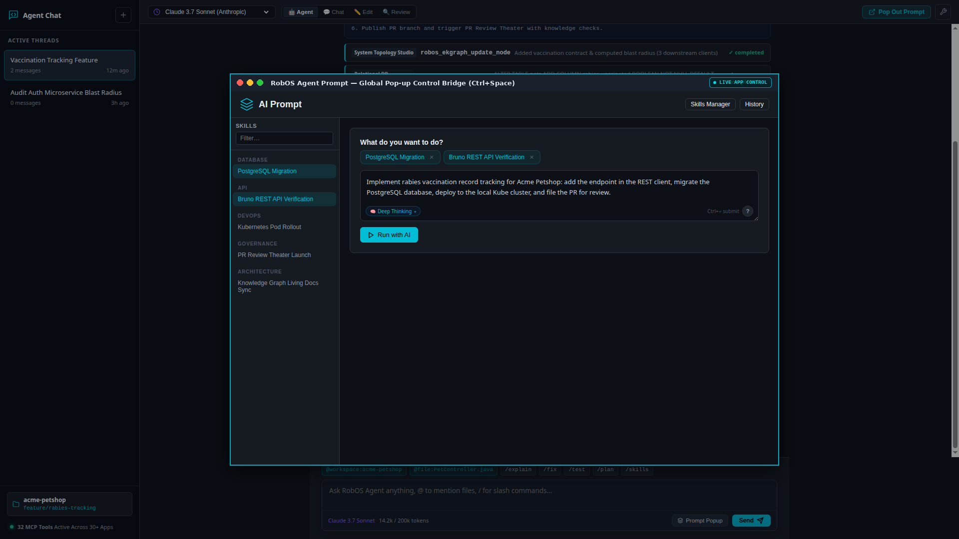 RobOS Agent Prompt Window Popped Up Over Active RobOS Apps
