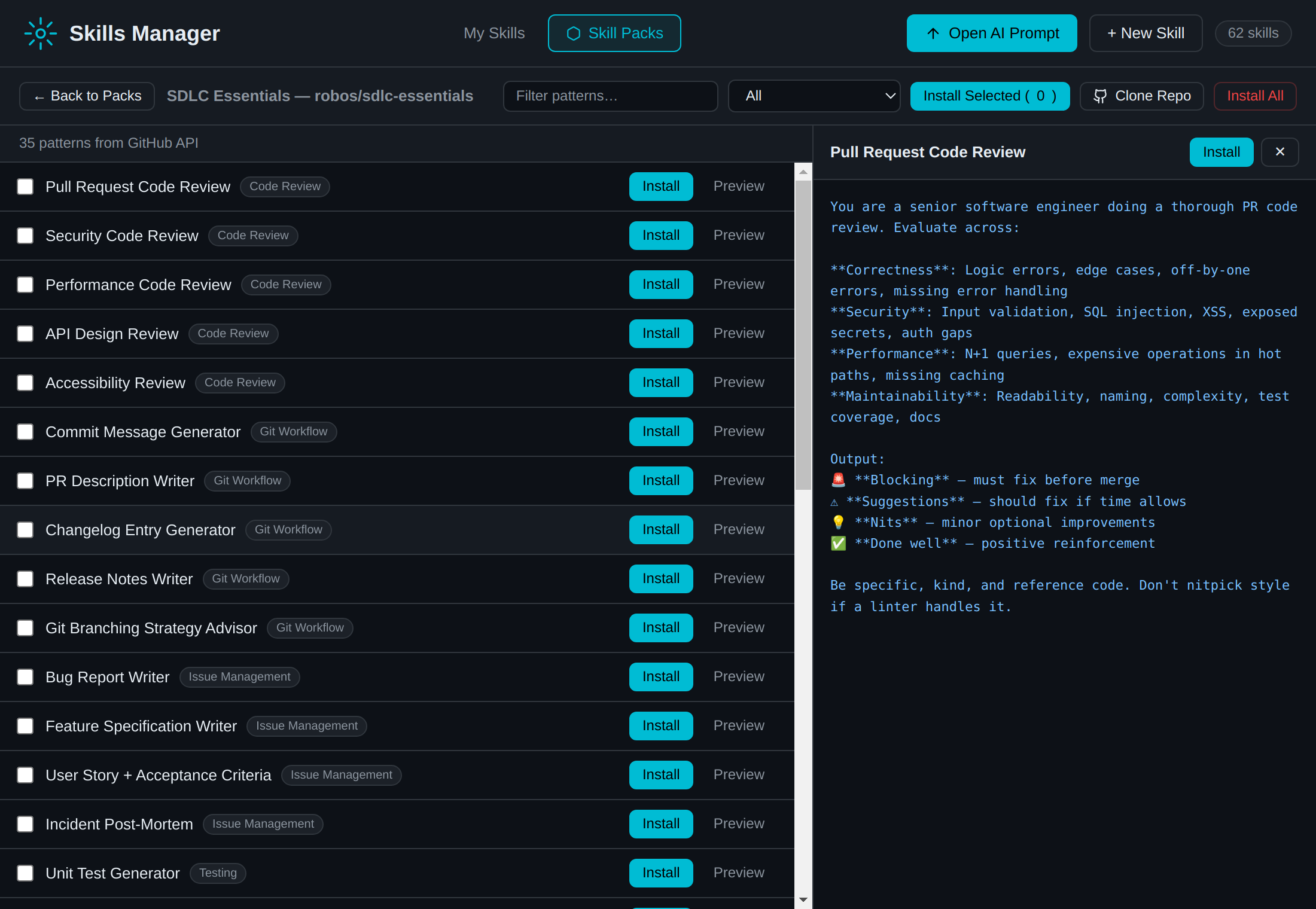 Pattern Browser & Prompt Preview