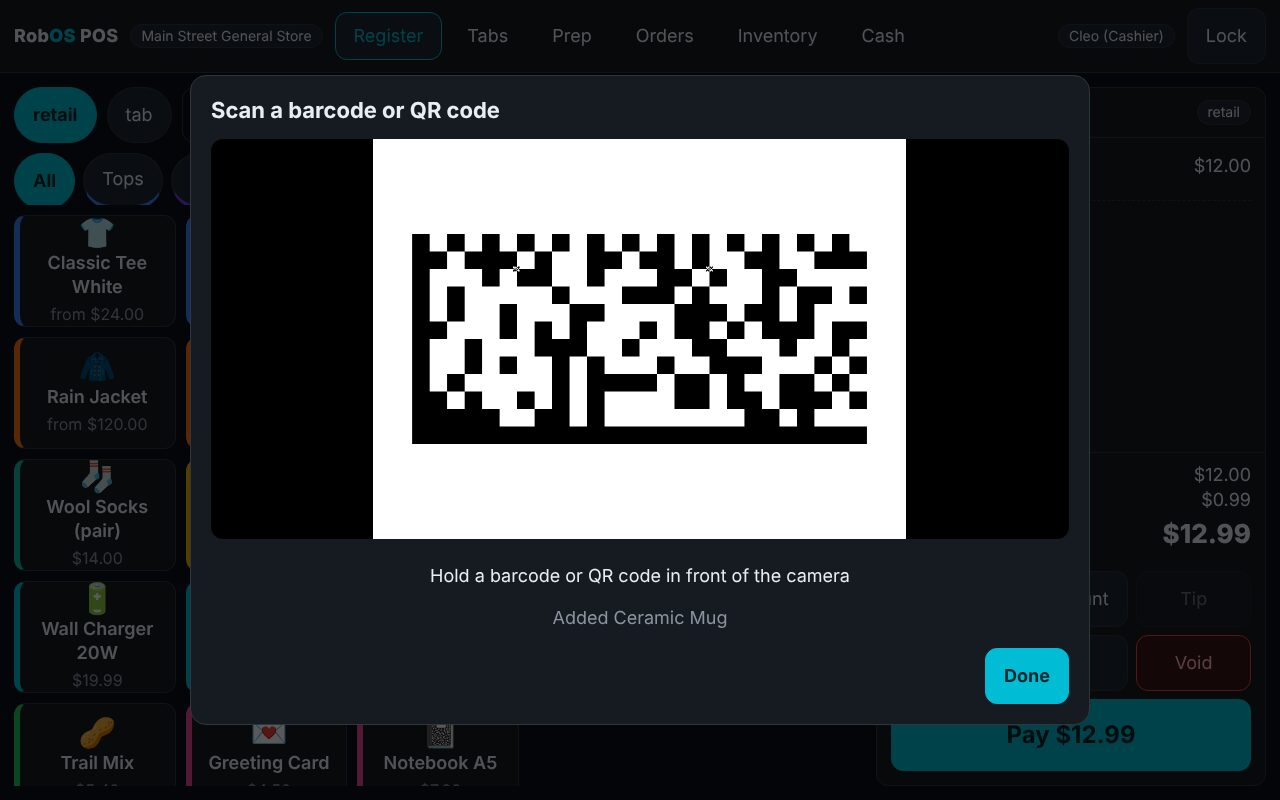 Webcam: a GS1 Data Matrix with a lot number