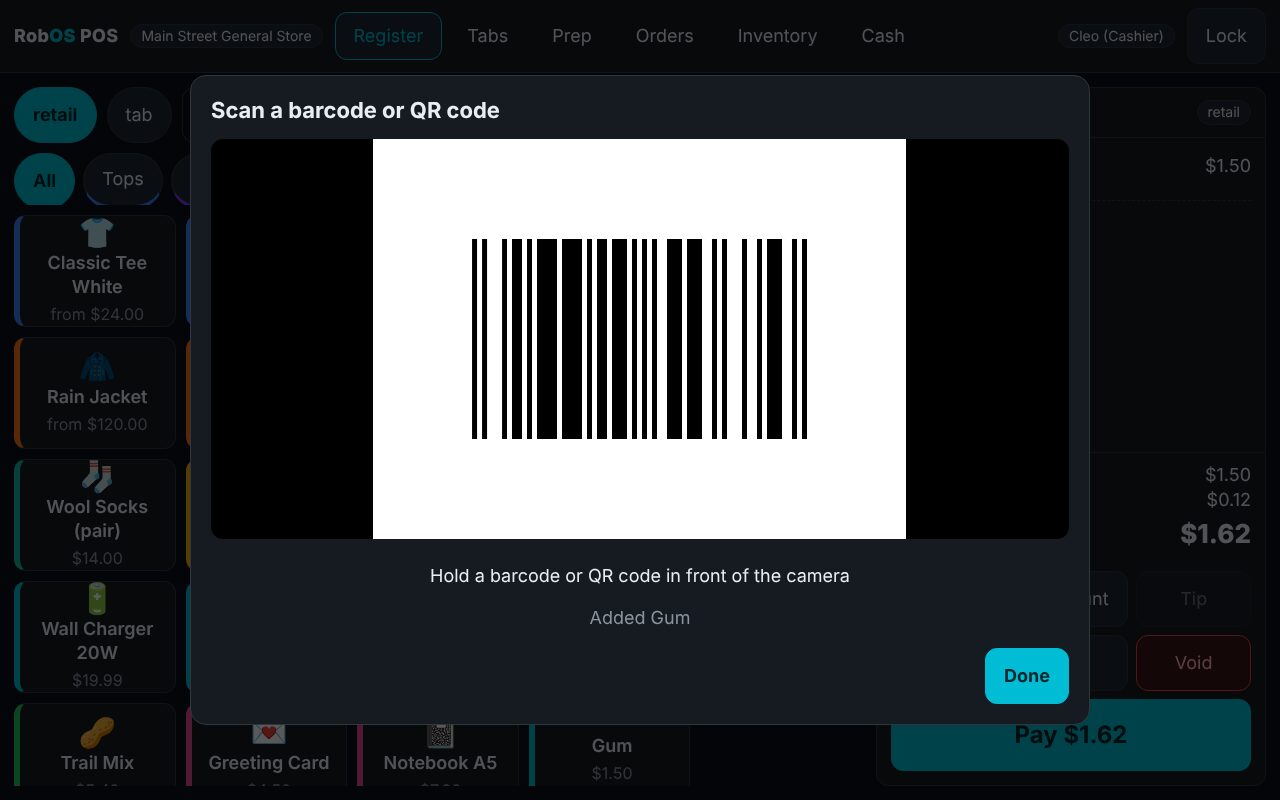 Webcam: an EAN-8 on a small package