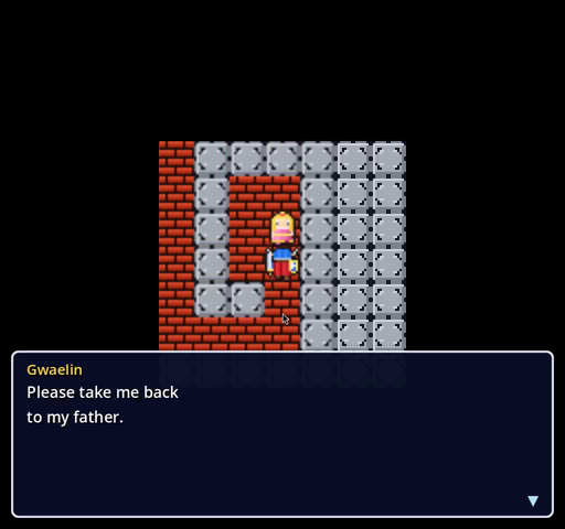 Princess Gwaelin asking to be taken back to her father