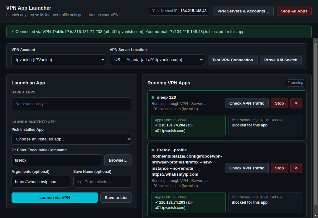RobOS VPN Sandbox Running